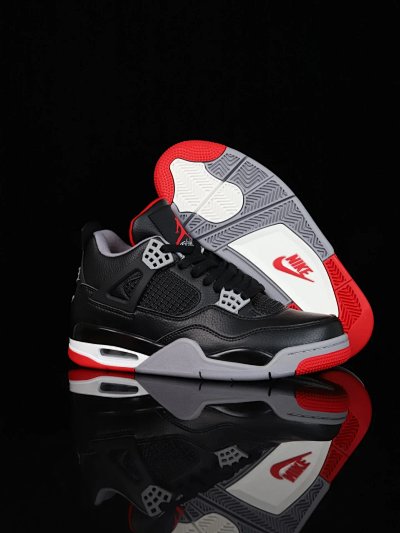 Nike Air Jordan 4 Black Red Basketball Shoes