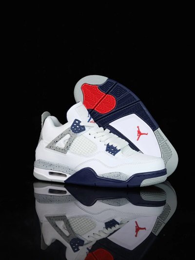 Nike Air Jordan 4 White Navy Basketball Shoes
