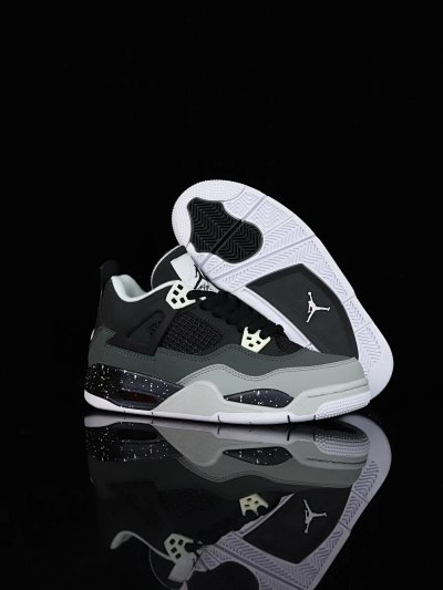 Nike Air Jordan 4 Retro Black Green Grey Sneakers