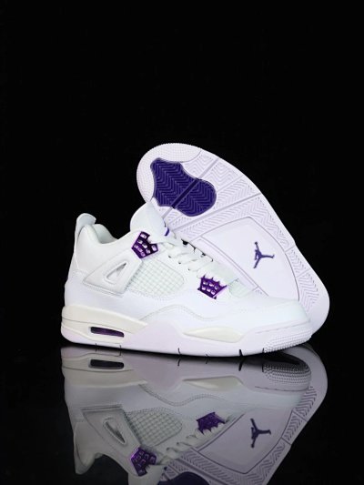Nike Air Jordan 4 White Purple Basketball Shoes