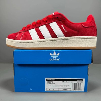 Adidas Campus 00s Red Suede White Stripe Sneakers