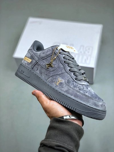 Nike Air Force 1 Grey Suede Low Top Sneakers
