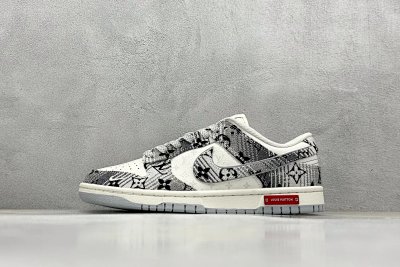 Nike Dunk Low Grey Monogram Casual Skate Shoes