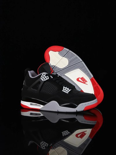 Nike Air Jordan 4 Retro Bred Black Red Shoes