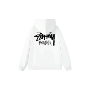 Stussy Beijing Logo White Pullover Hoodie Streetwear