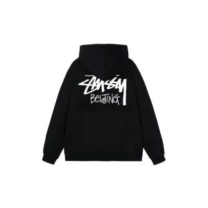 Stussy Black Logo Pullover Hoodie Streetwear Sweatshirt