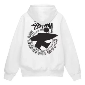 Stussy White Graphic Pullover Hoodie Streetwear Sweatshirt