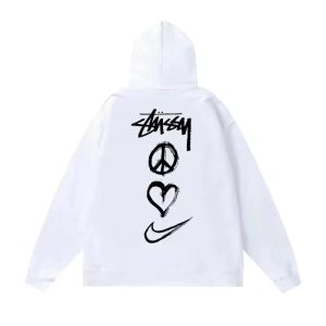 Stussy White Graphic Logo Pullover Hoodie Streetwear