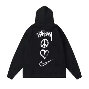 Stussy Peace Love Swoosh Black Pullover Hoodie
