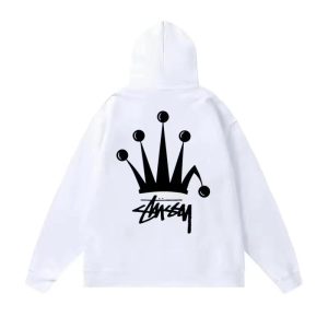 Stussy Crown Logo White Pullover Hoodie Streetwear