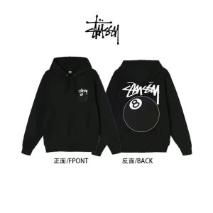 Stussy 8 Ball Black Pullover Hoodie Streetwear Unisex Top