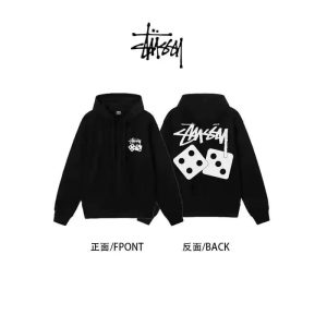 Stussy Dice Logo Black Pullover Hoodie Streetwear