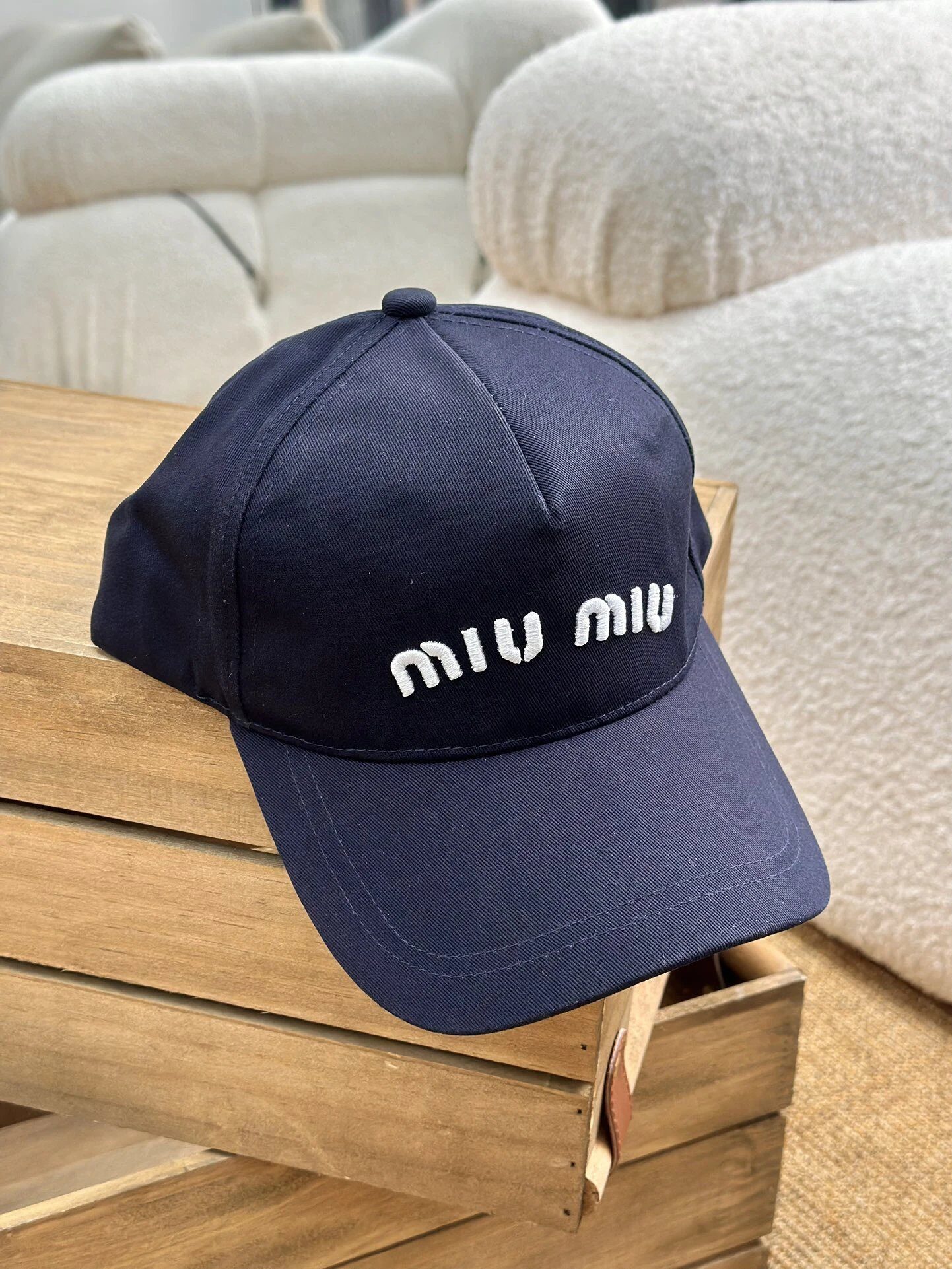 Miu Miu Navy Logo Baseball Cap Hat