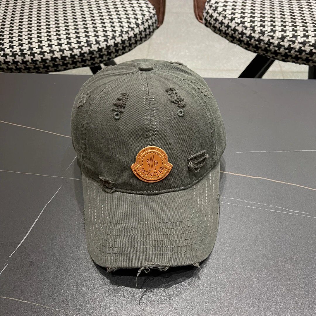 Moncler Distressed Olive Baseball Cap Adjustable Hat