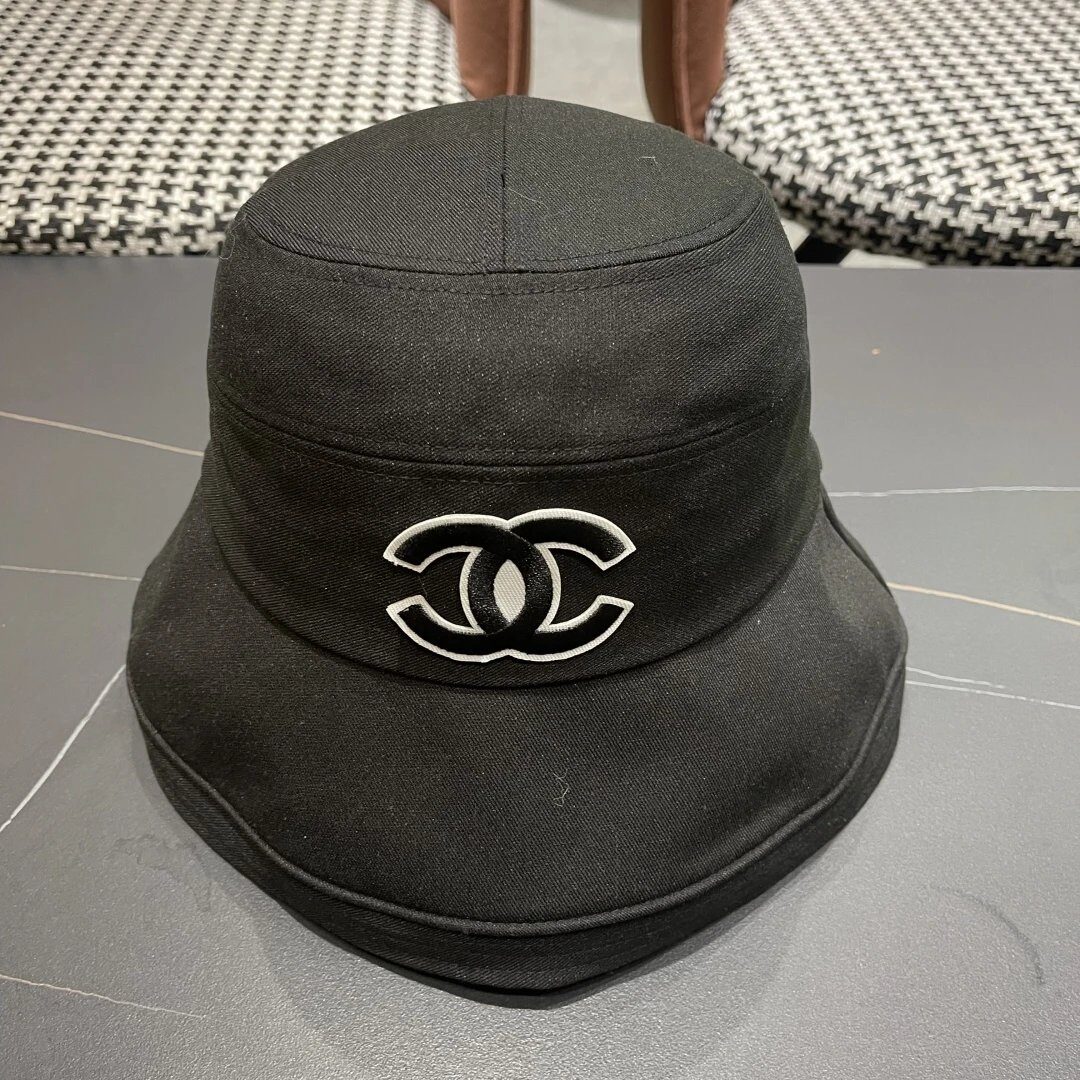 Chanel Black Logo Bucket Hat for Women