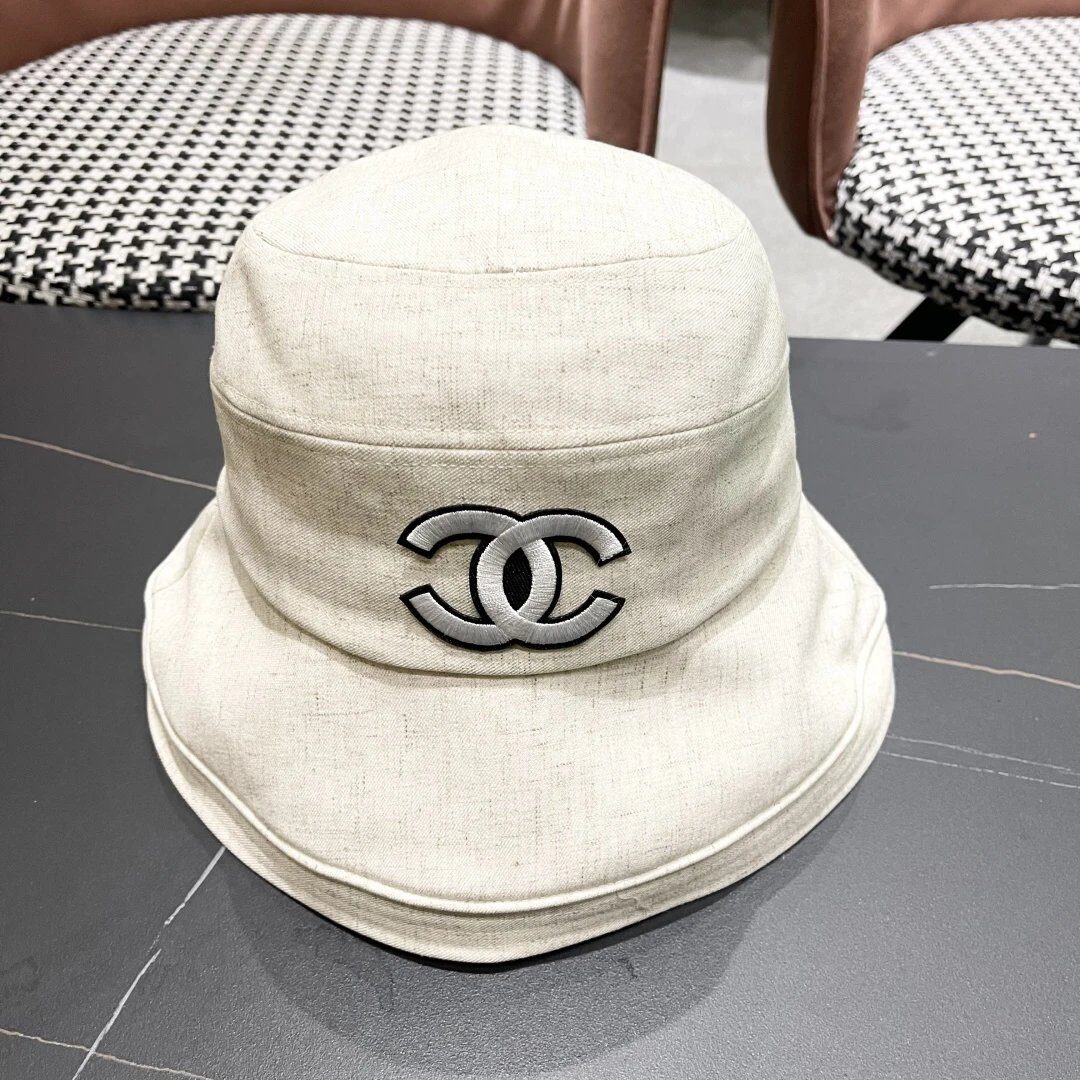 Chanel Beige Linen Bucket Hat for Women Summer Sun