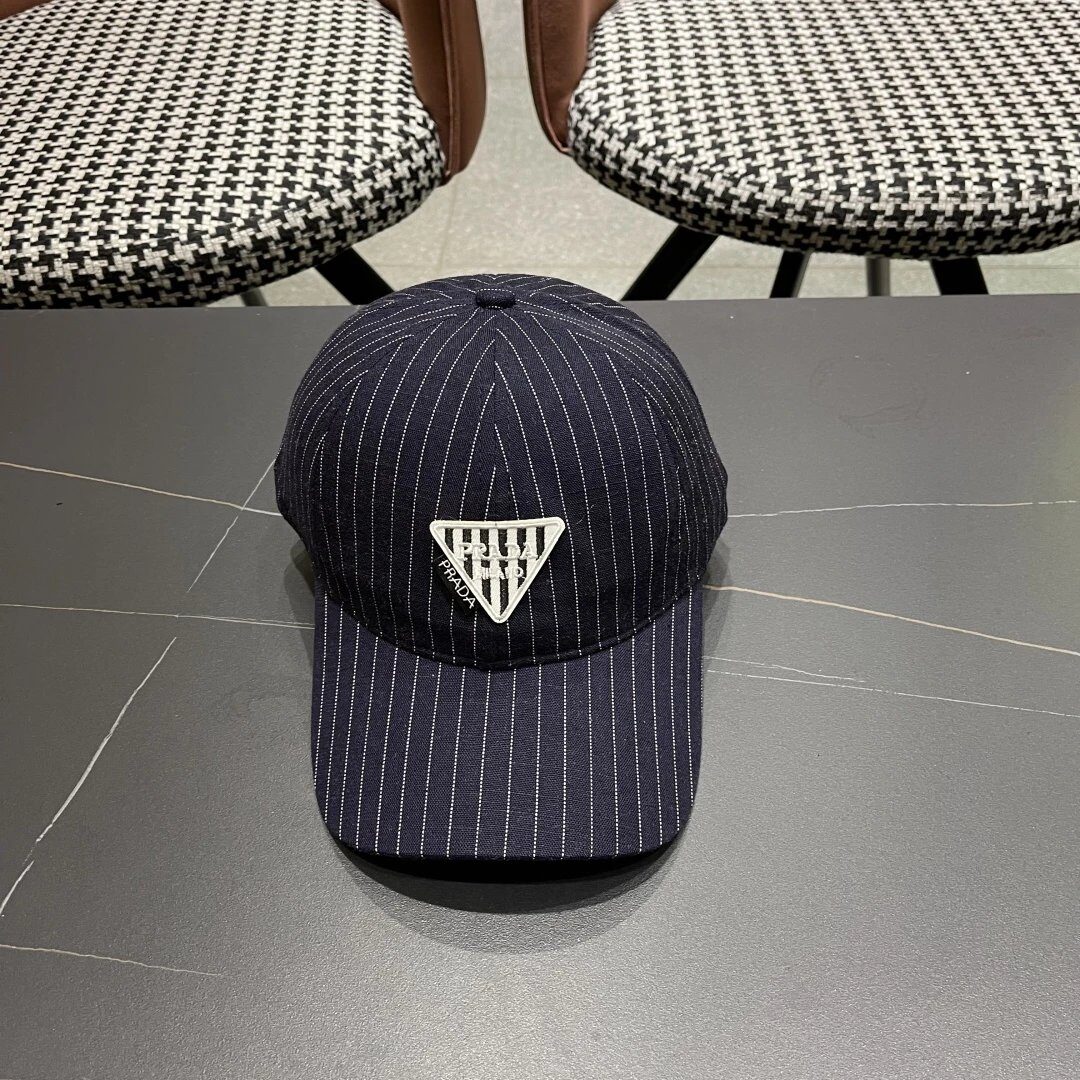 Prada Pinstripe Logo Baseball Cap Hat
