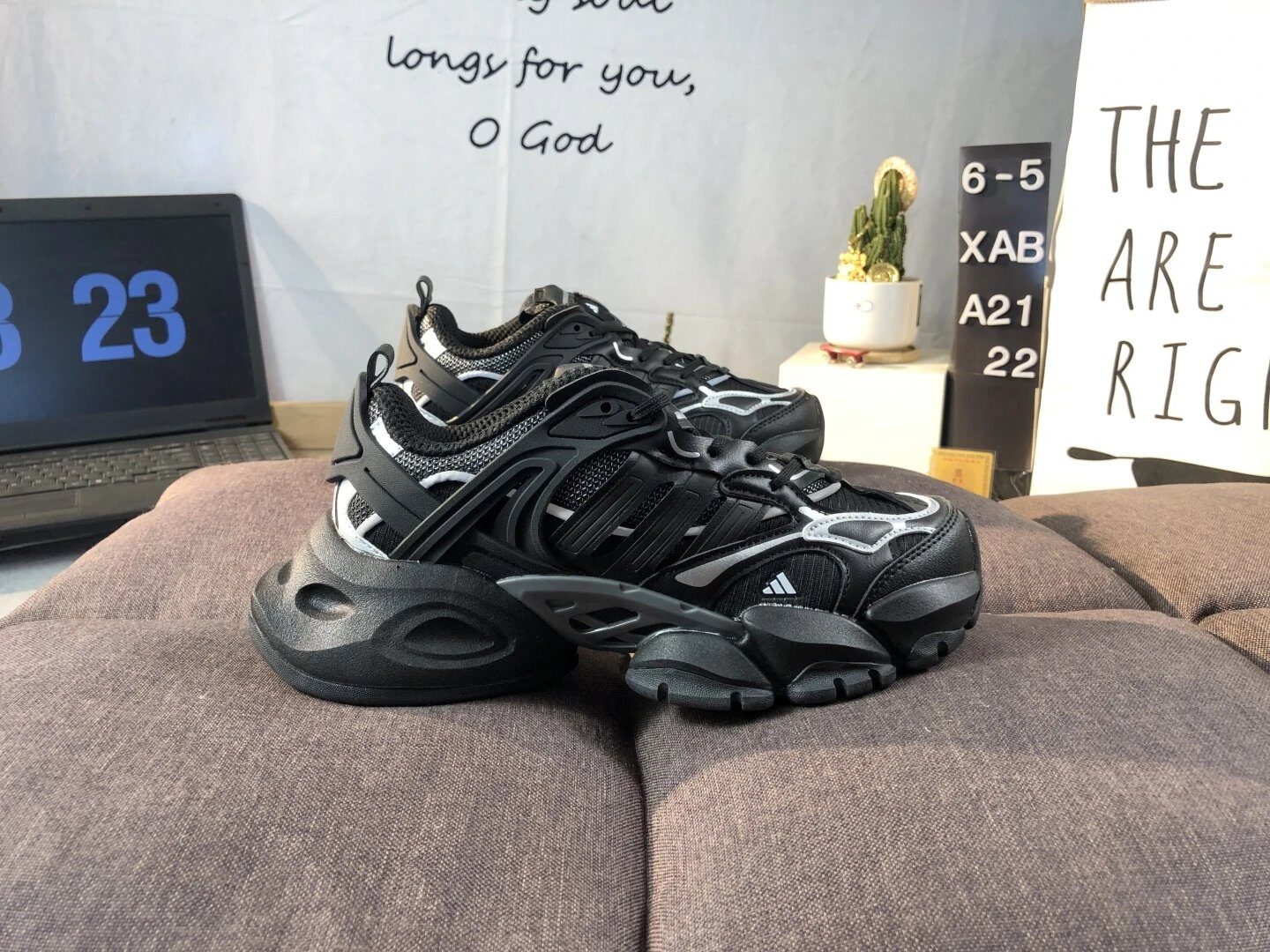 Adidas Black Chunky Running Sneakers Shoes