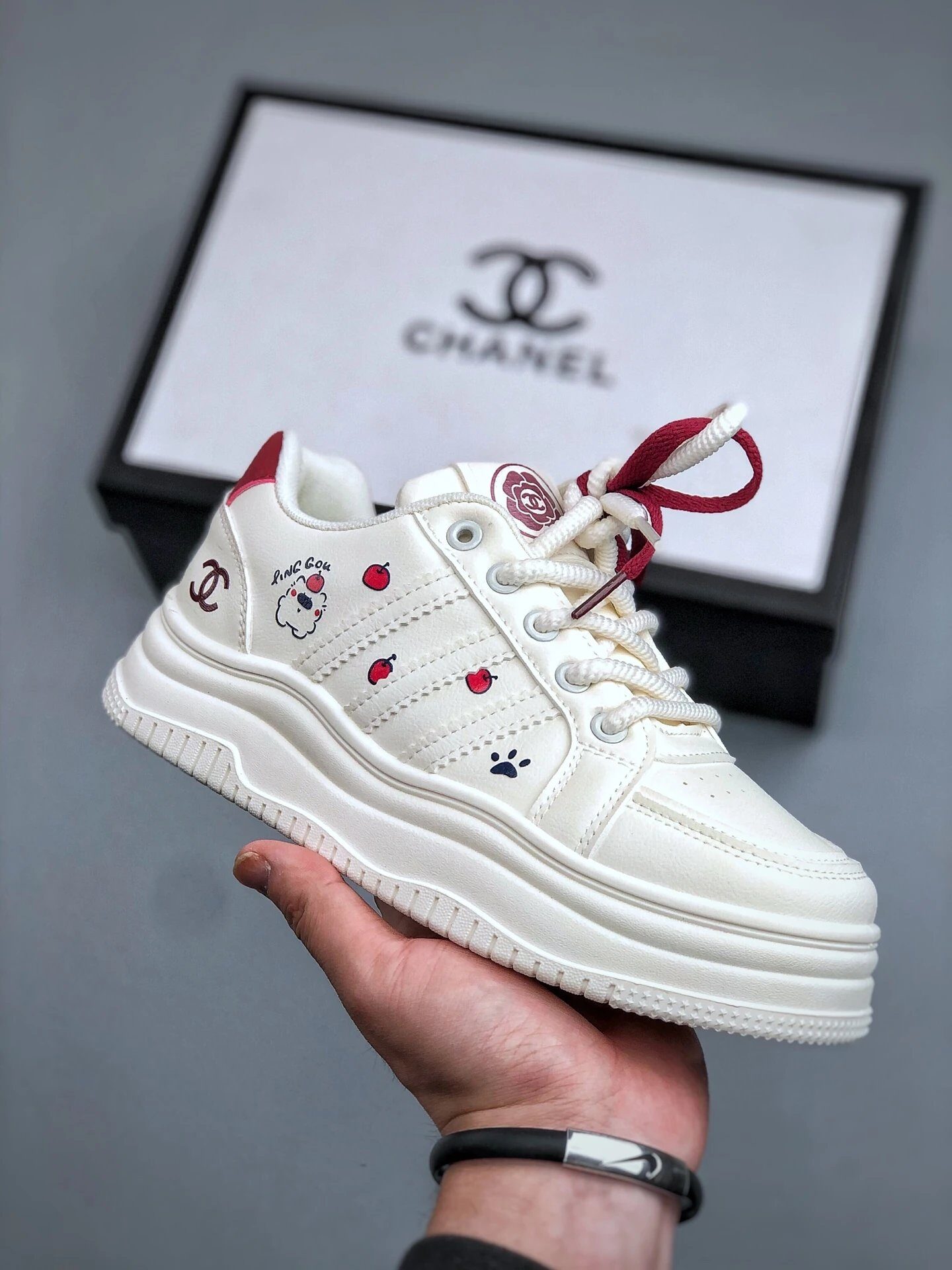 Chanel Hello Kitty White Platform Sneakers for Women