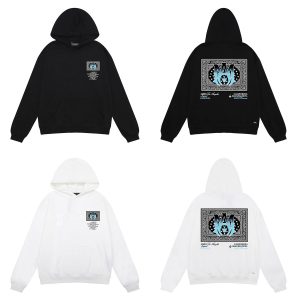 Amiri Graphic Print Pullover Hoodie Unisex Black White