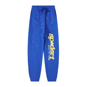 Sp5der Blue Graphic Logo Jogger Pants