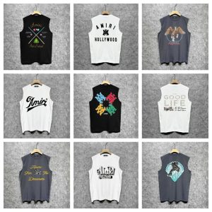 Amiri Sleeveless Graphic T-Shirts Vintage Cotton Tank Tops