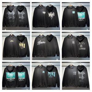 Amiri Black Graphic Pullover Hoodie Streetwear Sweatshirt