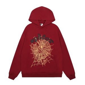 Sp5der Red Spider Web Graphic Pullover Hoodie