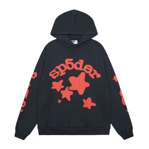 Sp5der Black Red Graphic Pullover Hoodie