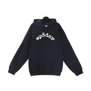 Sp5der Black Pullover Hoodie Streetwear Unisex