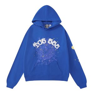 Sp5der Blue Spider Web Graphic Hoodie