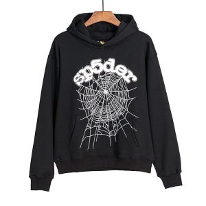 Sp5der Black Spider Web Print Pullover Hoodie