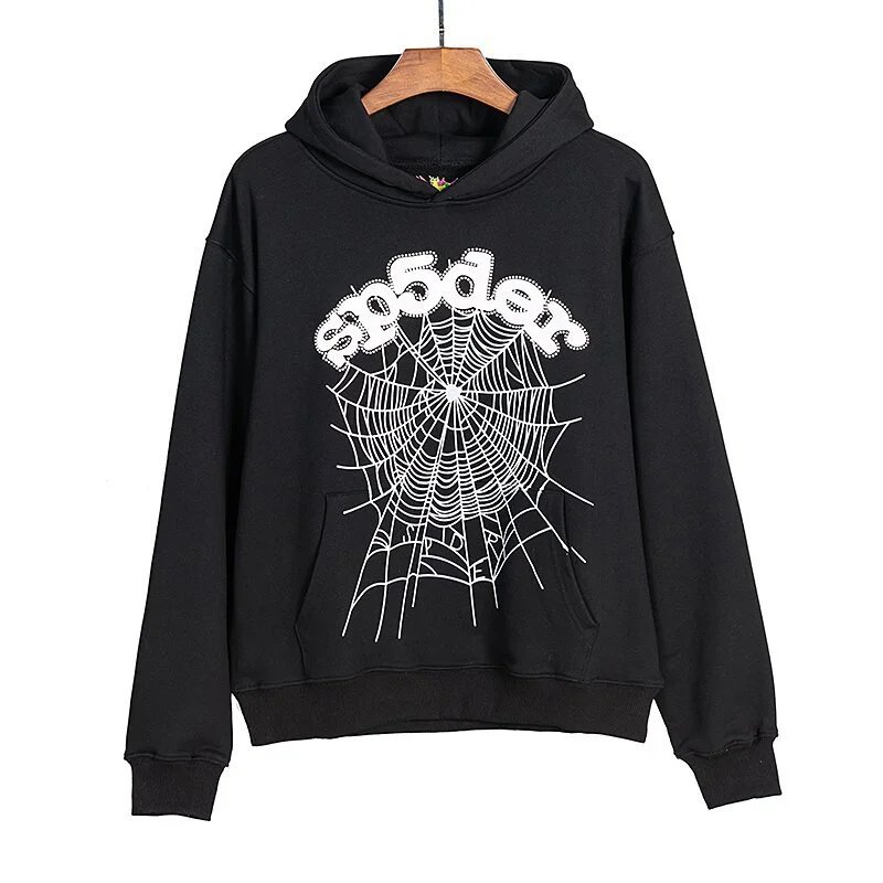 Sp5der Sp5der Black Spider Web Print Pullover Hoodie - Buy at OopBuy