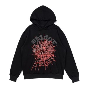 Sp5der Black Spider Web Graphic Hoodie