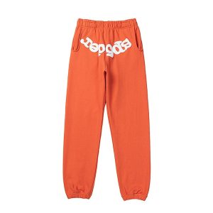 Sp5der Orange Logo Print Sweatpants
