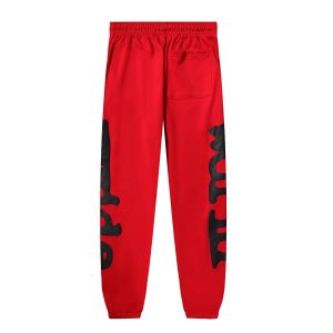 Sp5der Red Graphic Sweatpants Men Streetwear