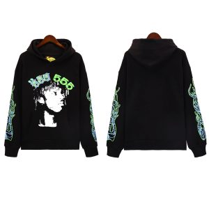 SP5DER Black Graphic Pullover Hoodie Streetwear