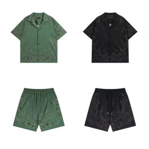 Amiri Paisley Embroidered Short Sleeve Shirt Shorts Set
