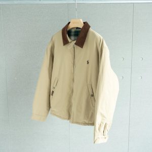 Ralph Lauren Beige Harrington Jacket Brown Collar Zip