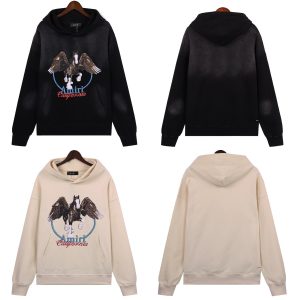 Amiri Eagle Graphic Pullover Hoodie Black Beige