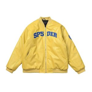 Sp5der Yellow Zip Up Bomber Jacket