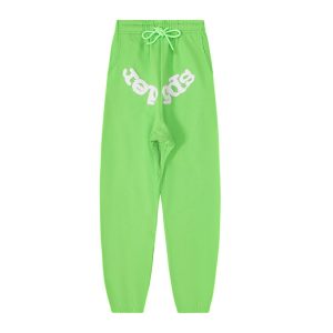 Sp5der Neon Green Drawstring Graphic Jogger Pants