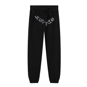Sp5der Black Logo Jogger Pants Streetwear