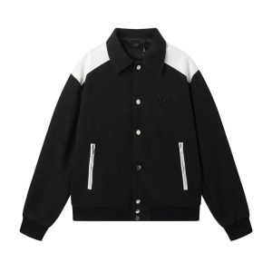 Amiri Black White Varsity Jacket Zip Pocket Bomber