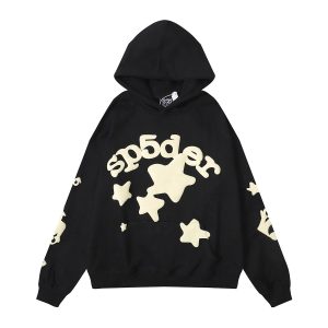 Sp5der Black Star Graphic Pullover Hoodie