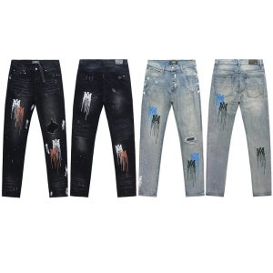 Amiri Men’s Paint Splatter Distressed Slim Jeans