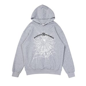 Sp5der Spider Web Graphic Gray Hoodie