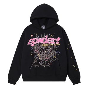 Sp5der Black Pink Spider Web Graphic Hoodie