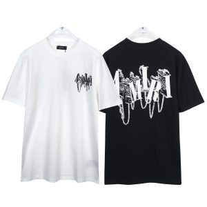 Amiri Logo Graphic Cotton T-Shirt Black White