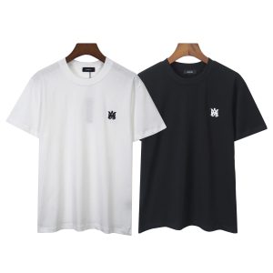 Amiri Logo Crew Neck Cotton T-Shirt Black White